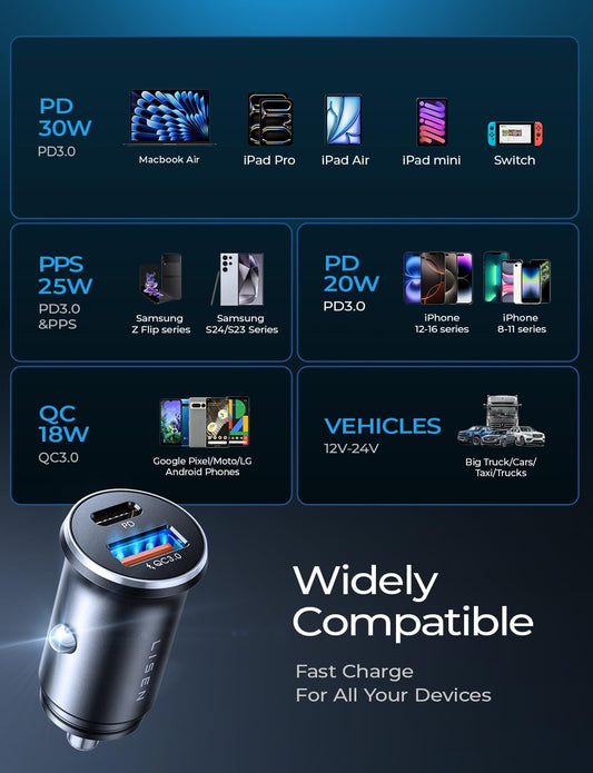 AutoPulse Lisen Ultra-Mini 70W Car Charger